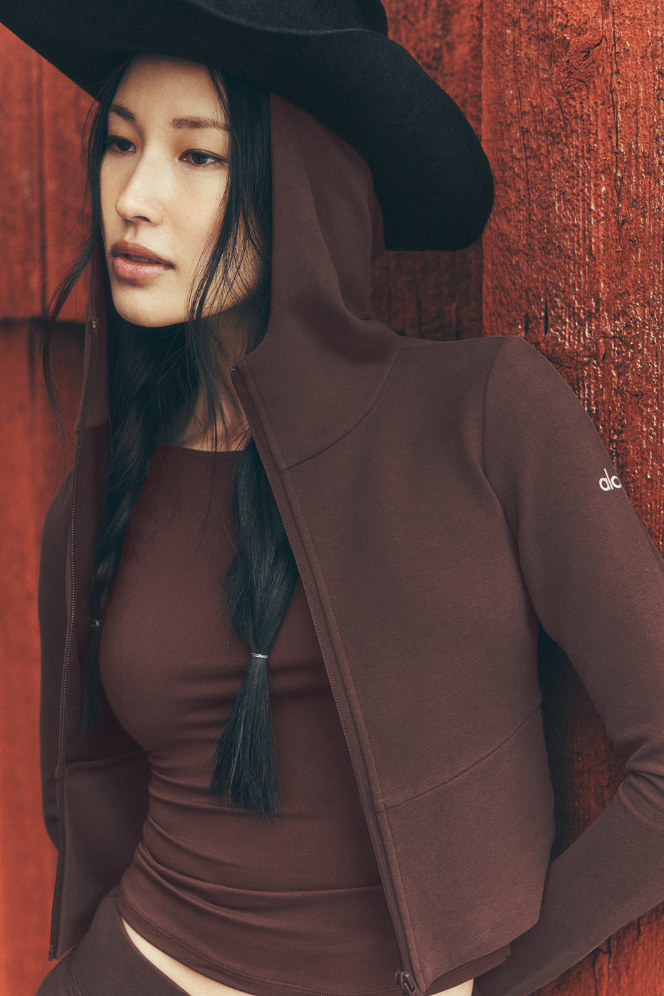 alo Sway Full Zip Hoodie - Brownstone
