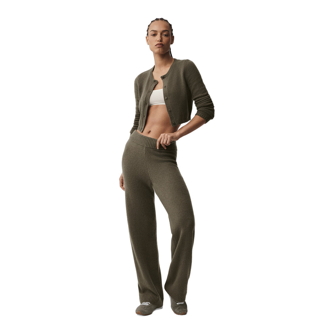 alo Wool Cashmere New Class Cropped Cardigan - Olive Tree