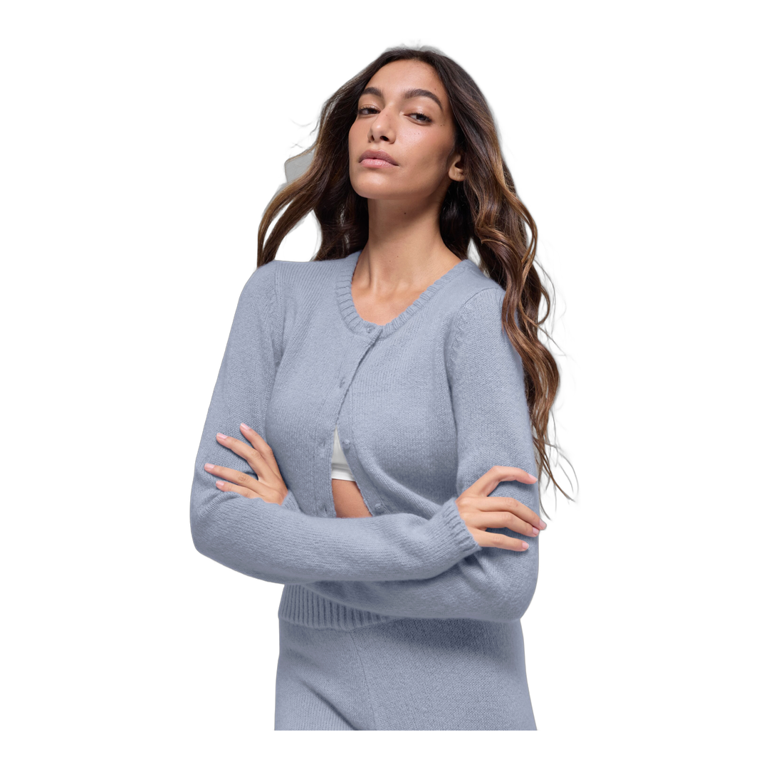 alo Wool Cashmere New Class Cropped Cardigan - Winter Frost