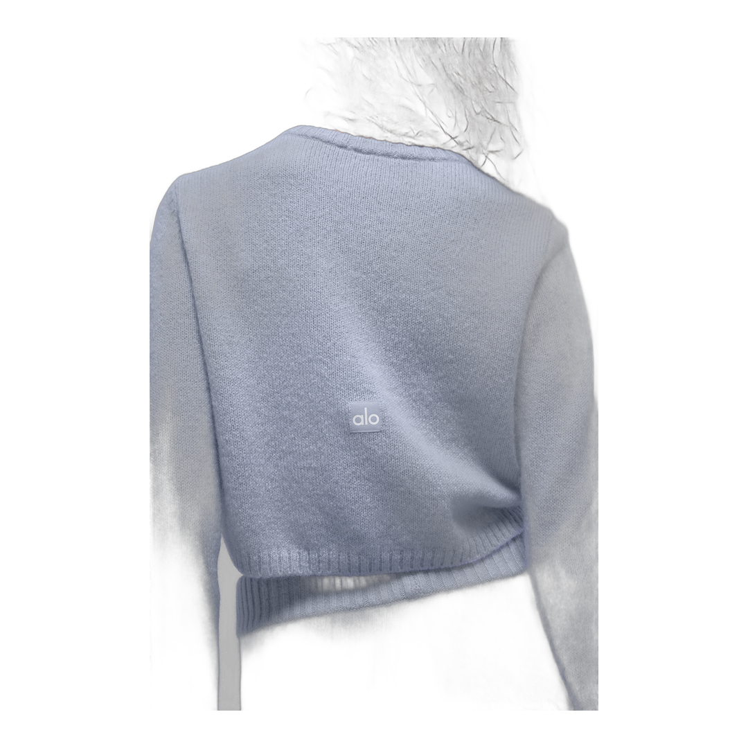 alo Wool Cashmere New Class Cropped Cardigan - Winter Frost