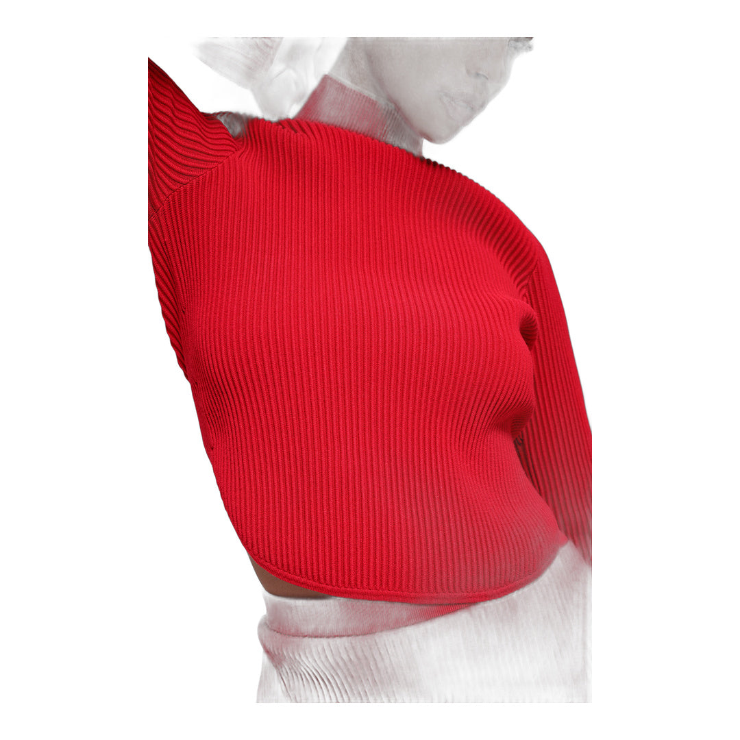 alo Denim Knit Backless Long Sleeve - Bright Red