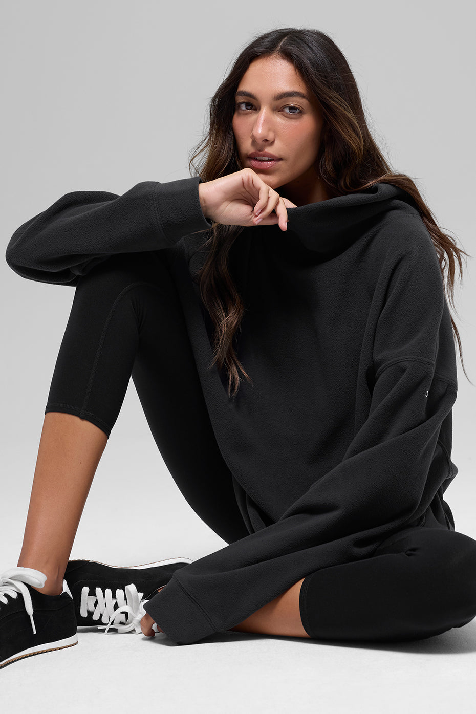 alo Polar Fleece Hazy Pullover - Black
