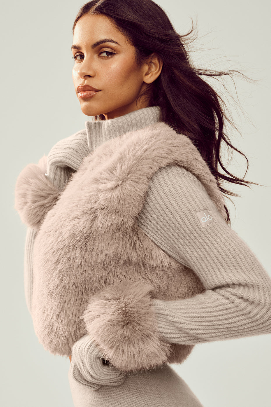 alo Faux Fur Cashmere Northstar Full Zip - Oat Heather
