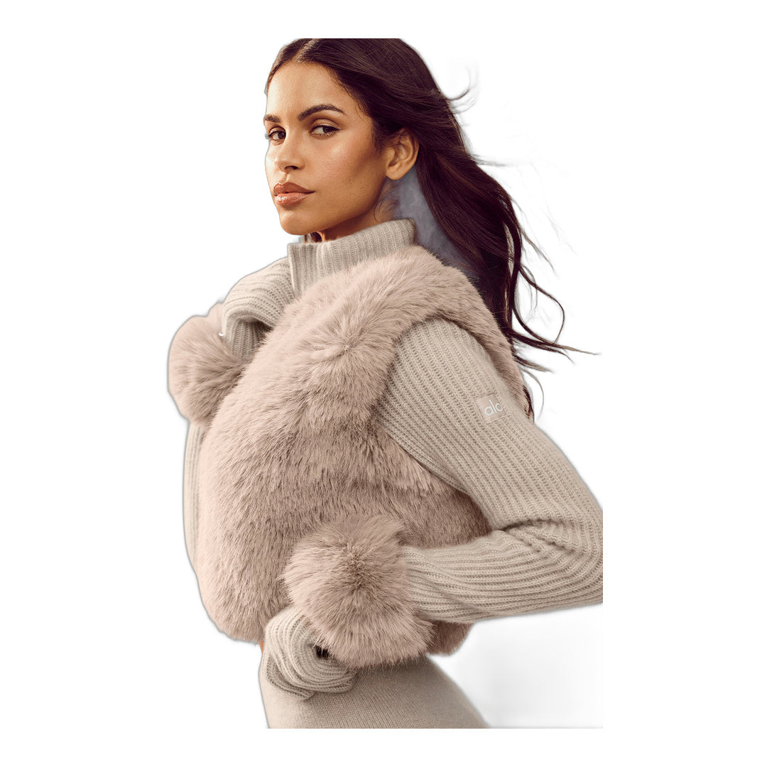 alo Faux Fur Cashmere Northstar Full Zip - Oat Heather
