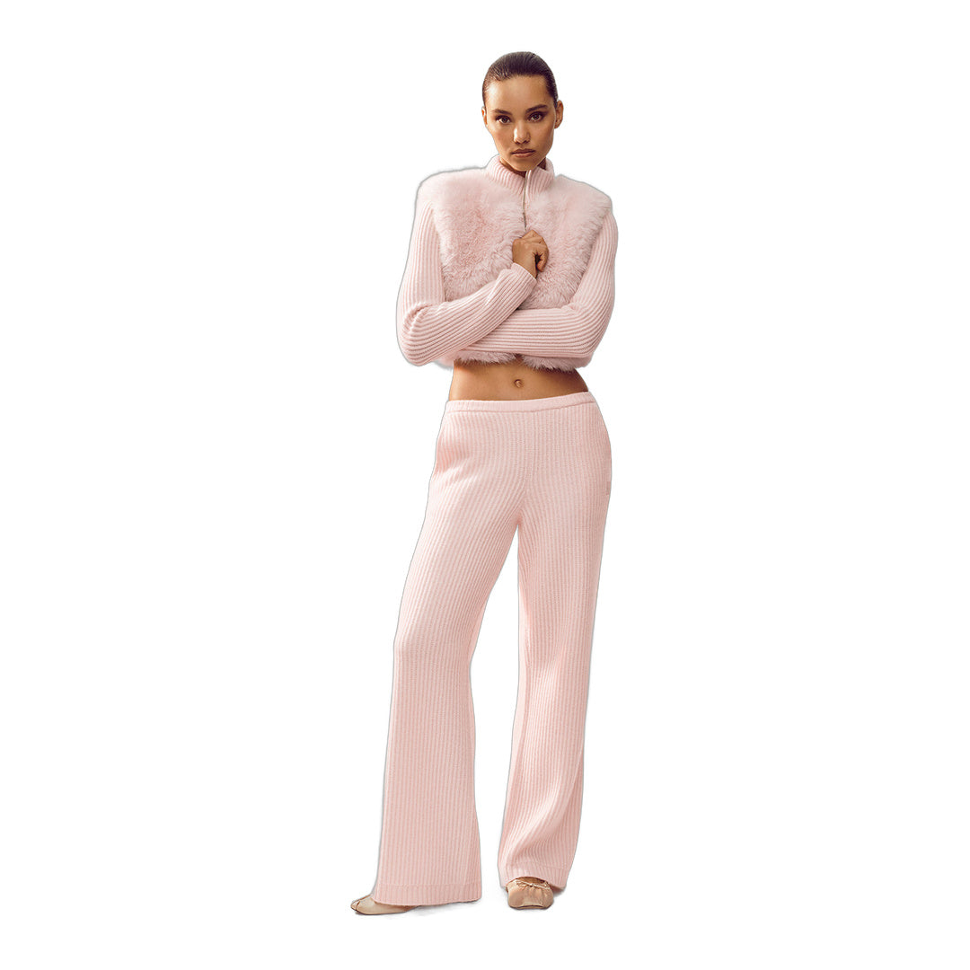 alo Faux Fur Cashmere Northstar Full Zip - Frosted Pink