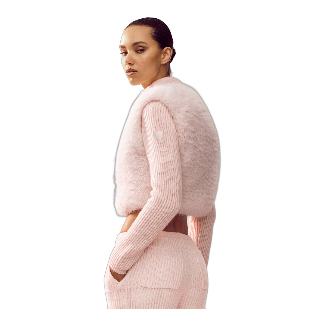 alo Faux Fur Cashmere Northstar Full Zip - Frosted Pink