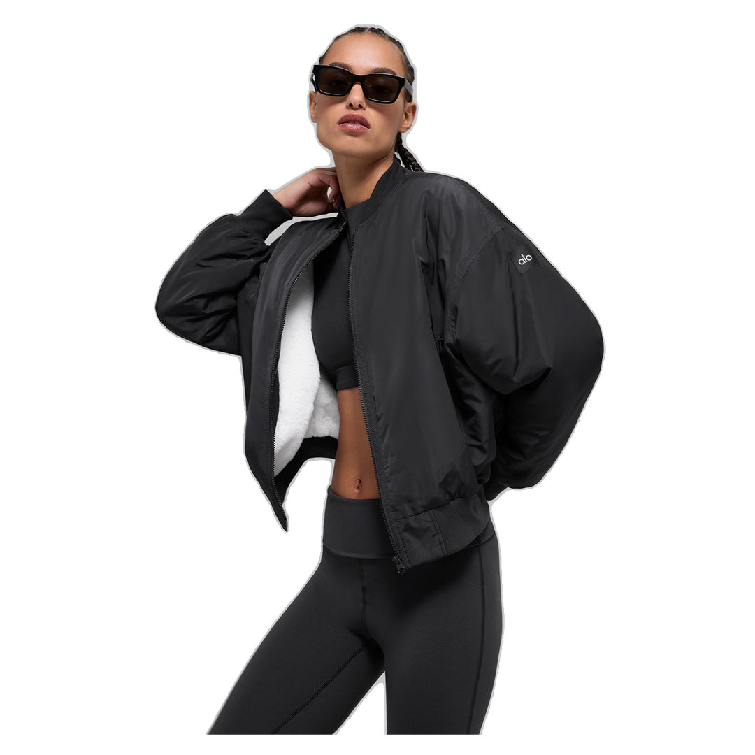 ALO Faux Fur Urbanite Bomber - Black/Ivory