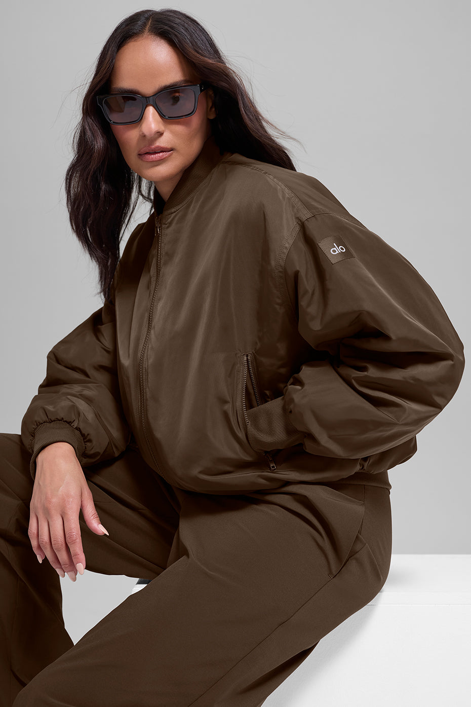 alo Faux Fur Urbanite Bomber - Espresso/Ivory