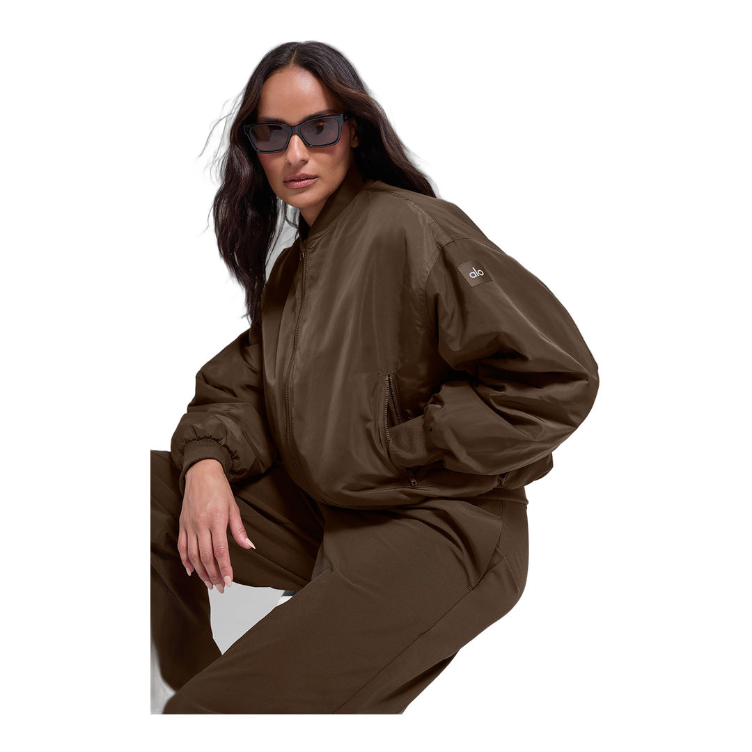alo Faux Fur Urbanite Bomber - Espresso/Ivory