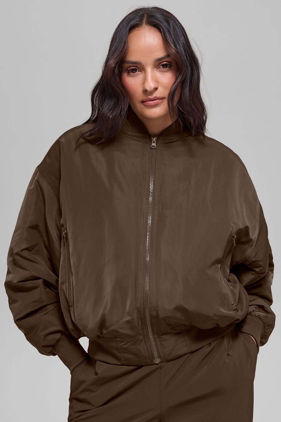 alo Faux Fur Urbanite Bomber - Espresso/Ivory
