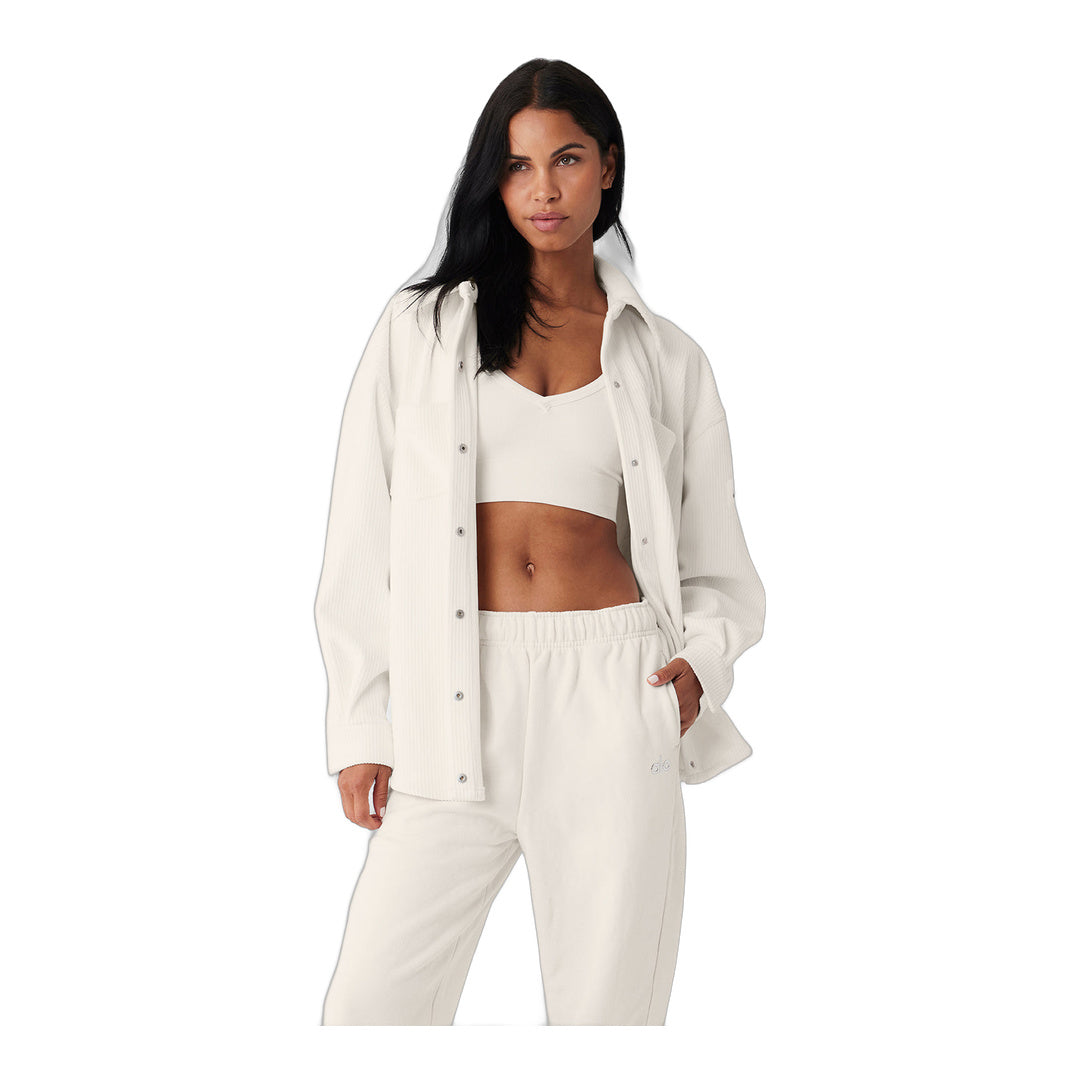 alo Ribbed Velour Mountain Side Shacket - Ivory