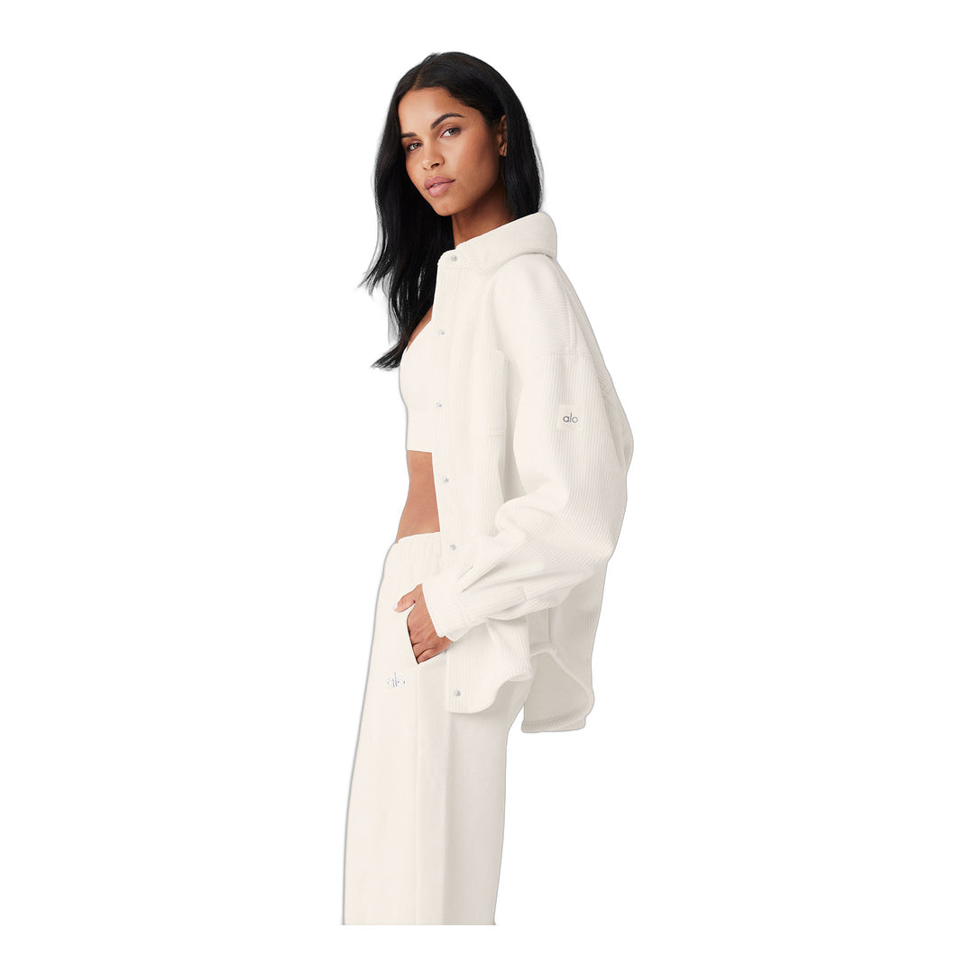 alo Ribbed Velour Mountain Side Shacket - Ivory
