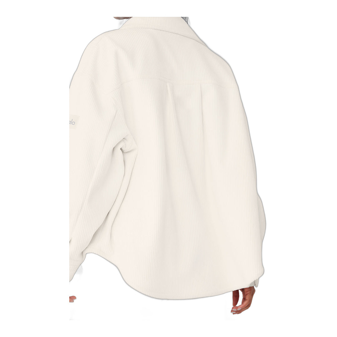alo Ribbed Velour Mountain Side Shacket - Ivory