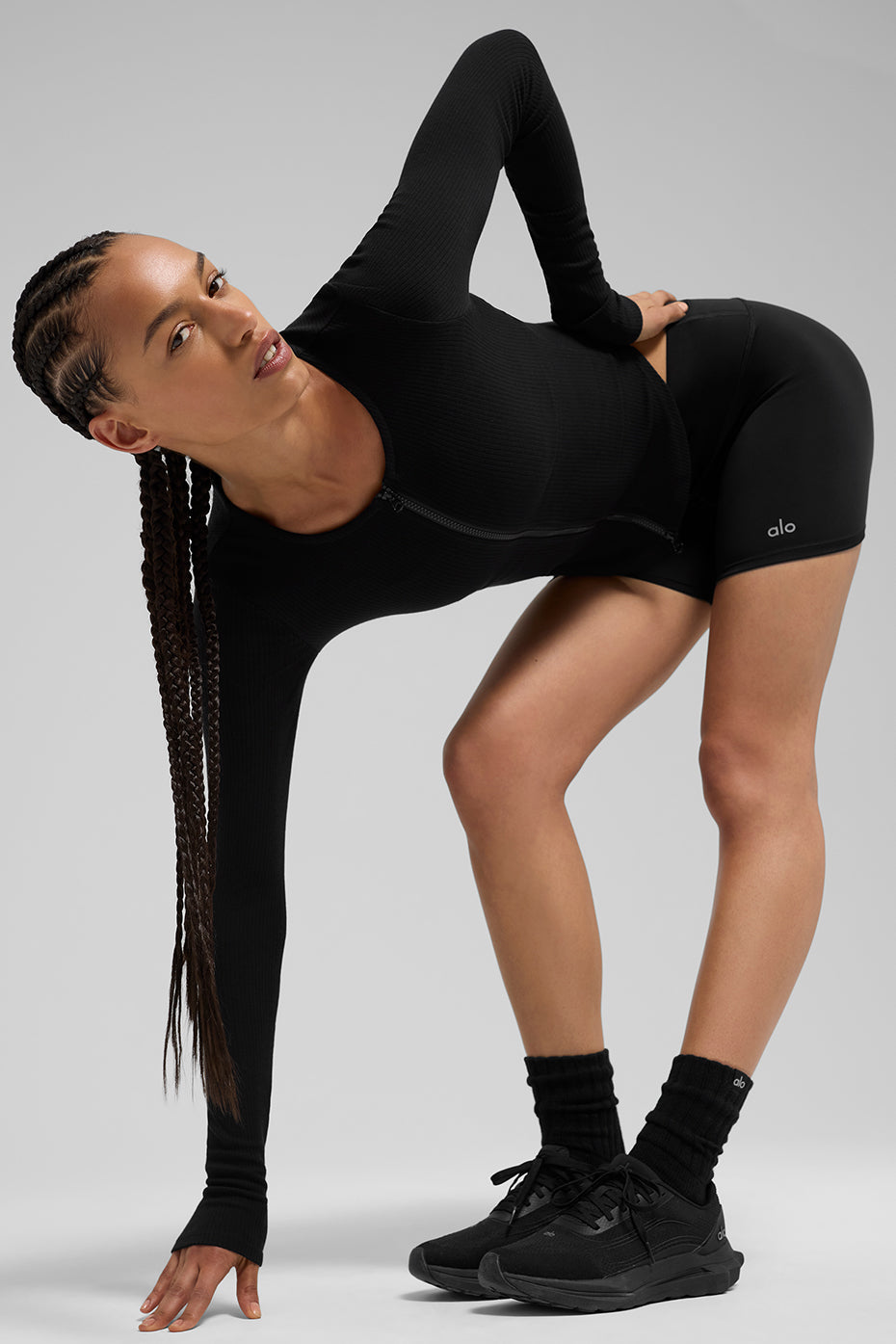 alo Ribbed Stardust Long Sleeve - Black