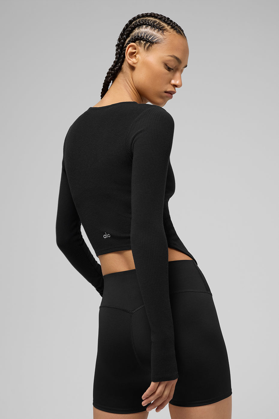 alo Ribbed Stardust Long Sleeve - Black