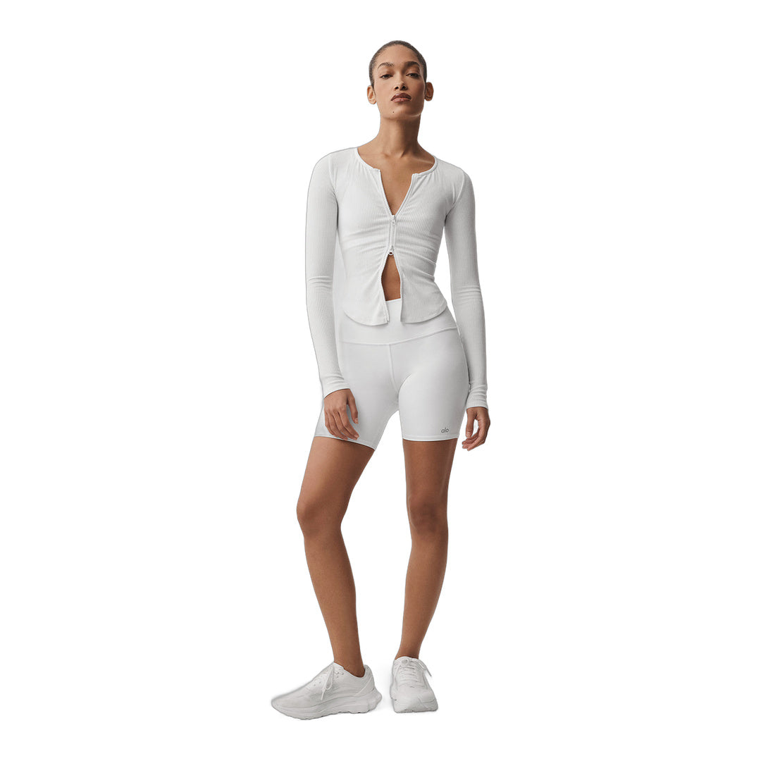 alo Ribbed Stardust Long Sleeve - White