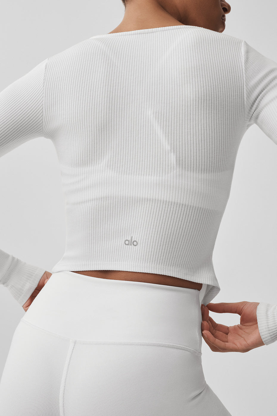 alo Ribbed Stardust Long Sleeve - White