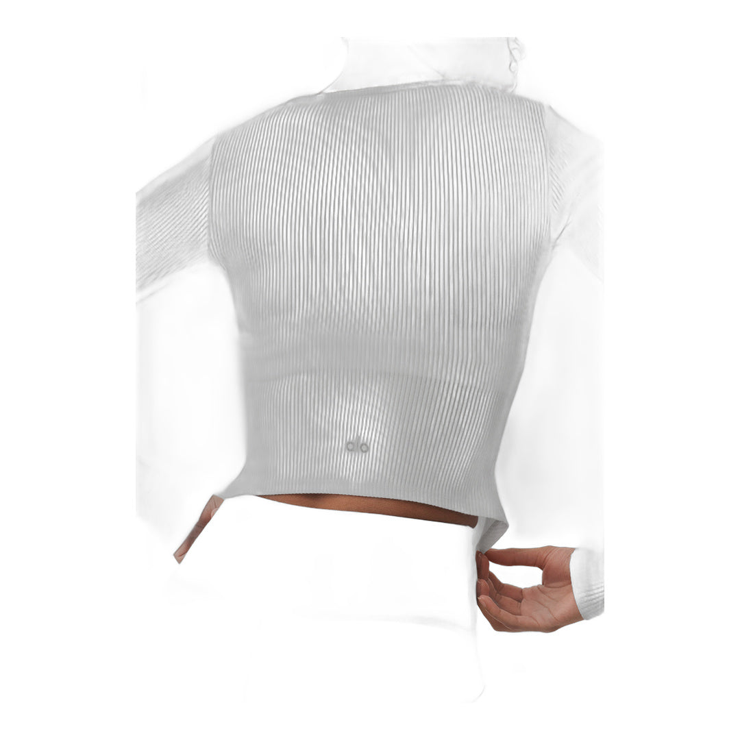 alo Ribbed Stardust Long Sleeve - White