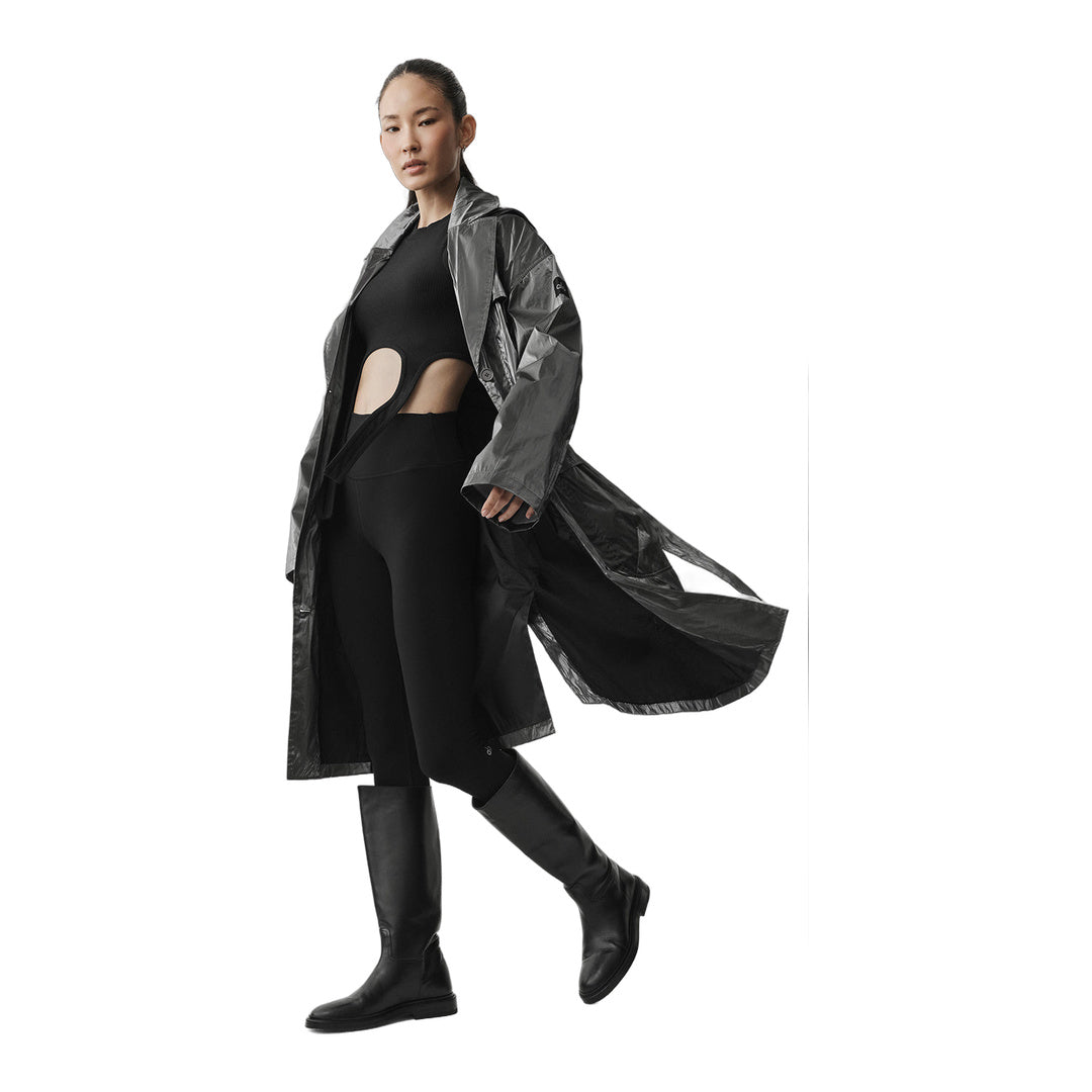 alo Metallic Break Line Trench - Silver Metallic