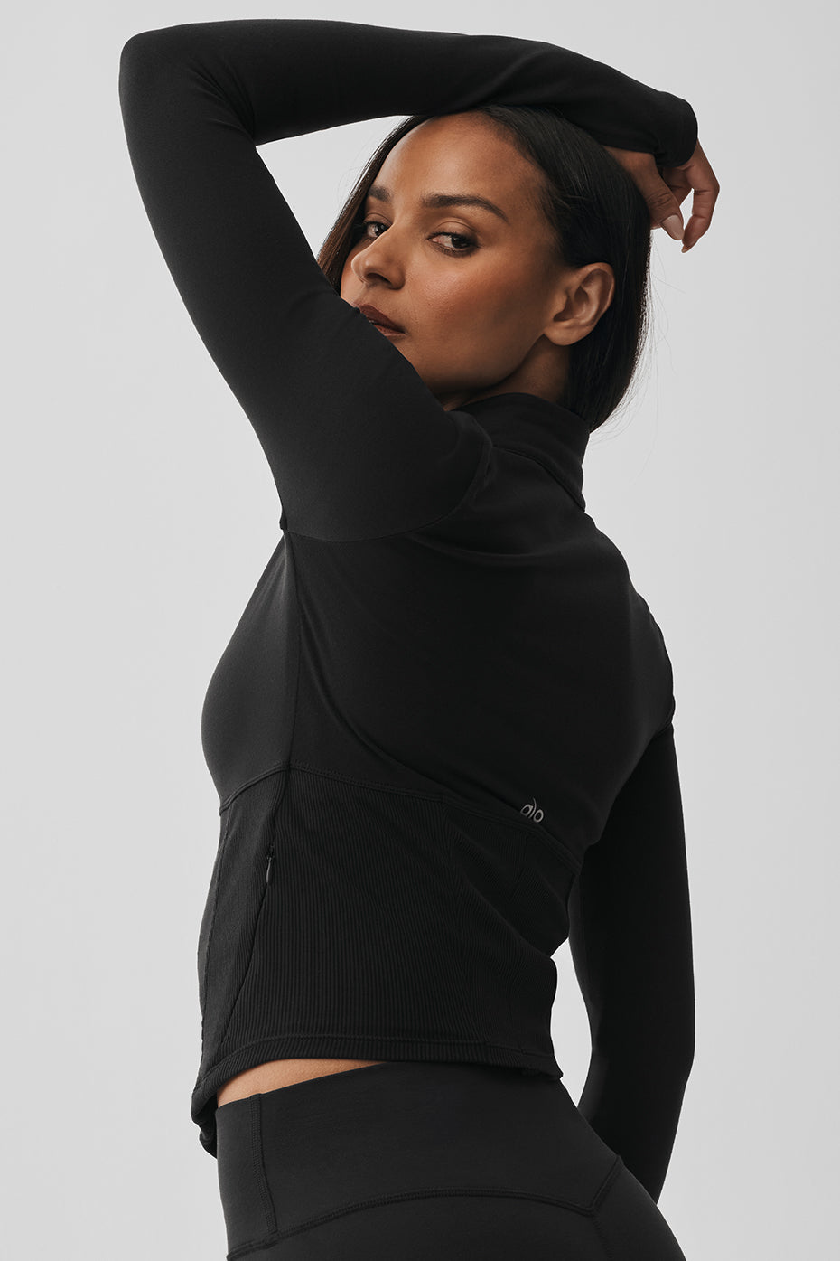 alo Airbrush Corset Full Zip Jacket - Black