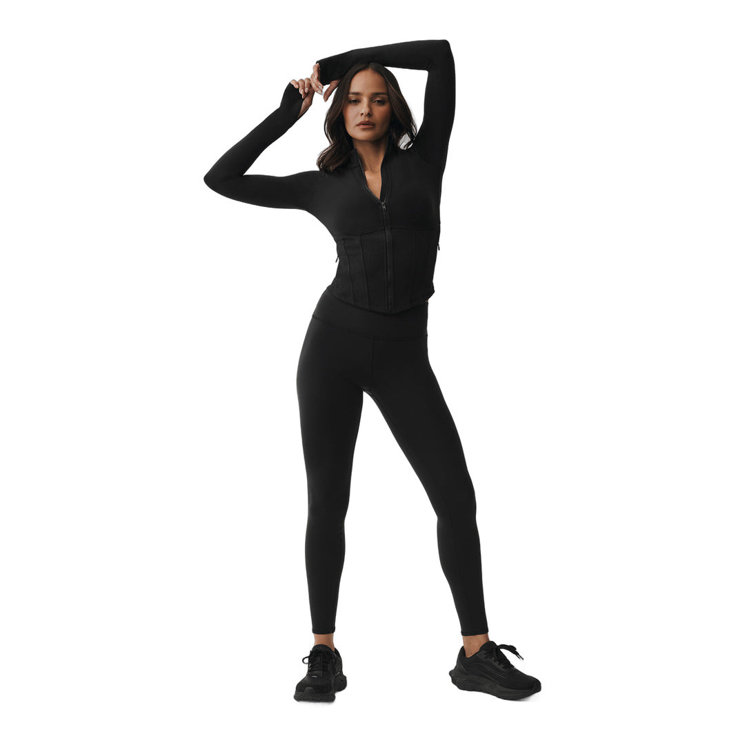 alo Airbrush Corset Full Zip Jacket - Black