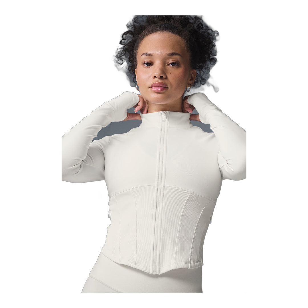 alo Airbrush Corset Full Zip Jacket - Ivory