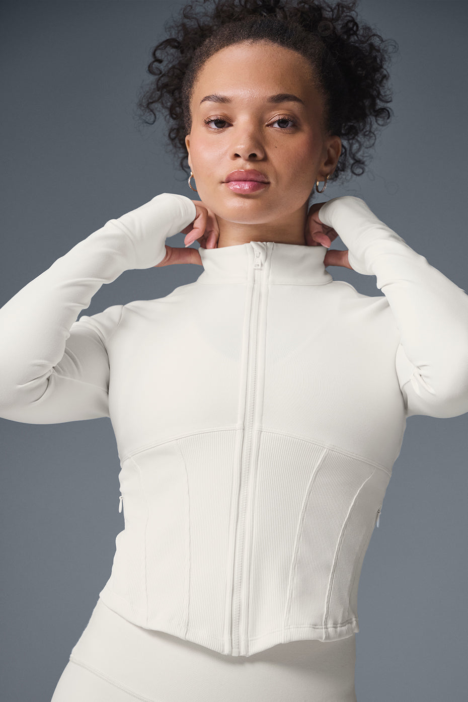alo Airbrush Corset Full Zip Jacket - Ivory