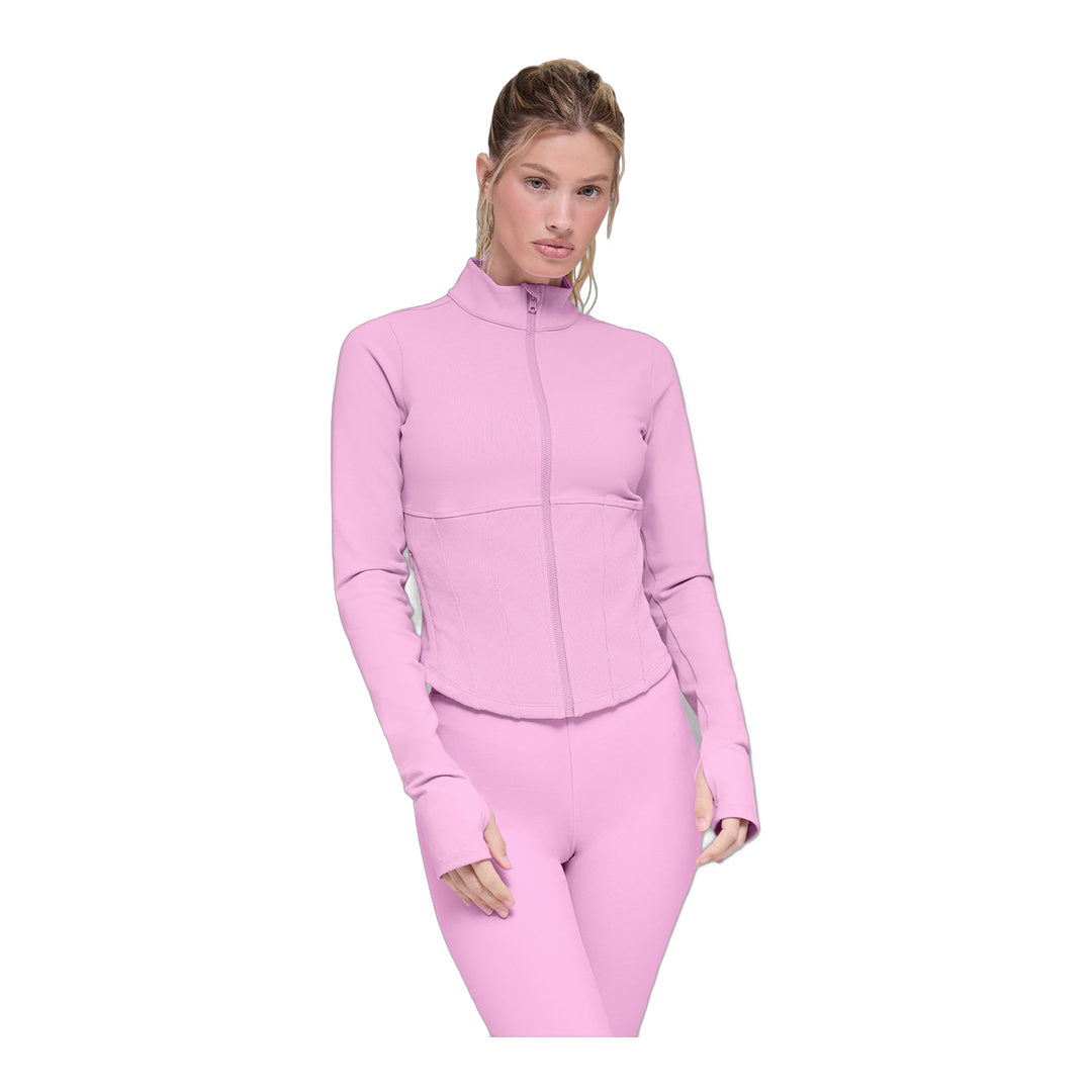 alo Airbrush Corset Full Zip Jacket - Candy Heart Pink
