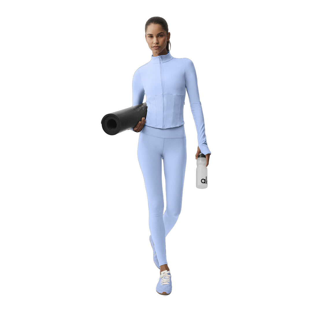 alo Airbrush Corset Full Zip Jacket - Light Provence Blue