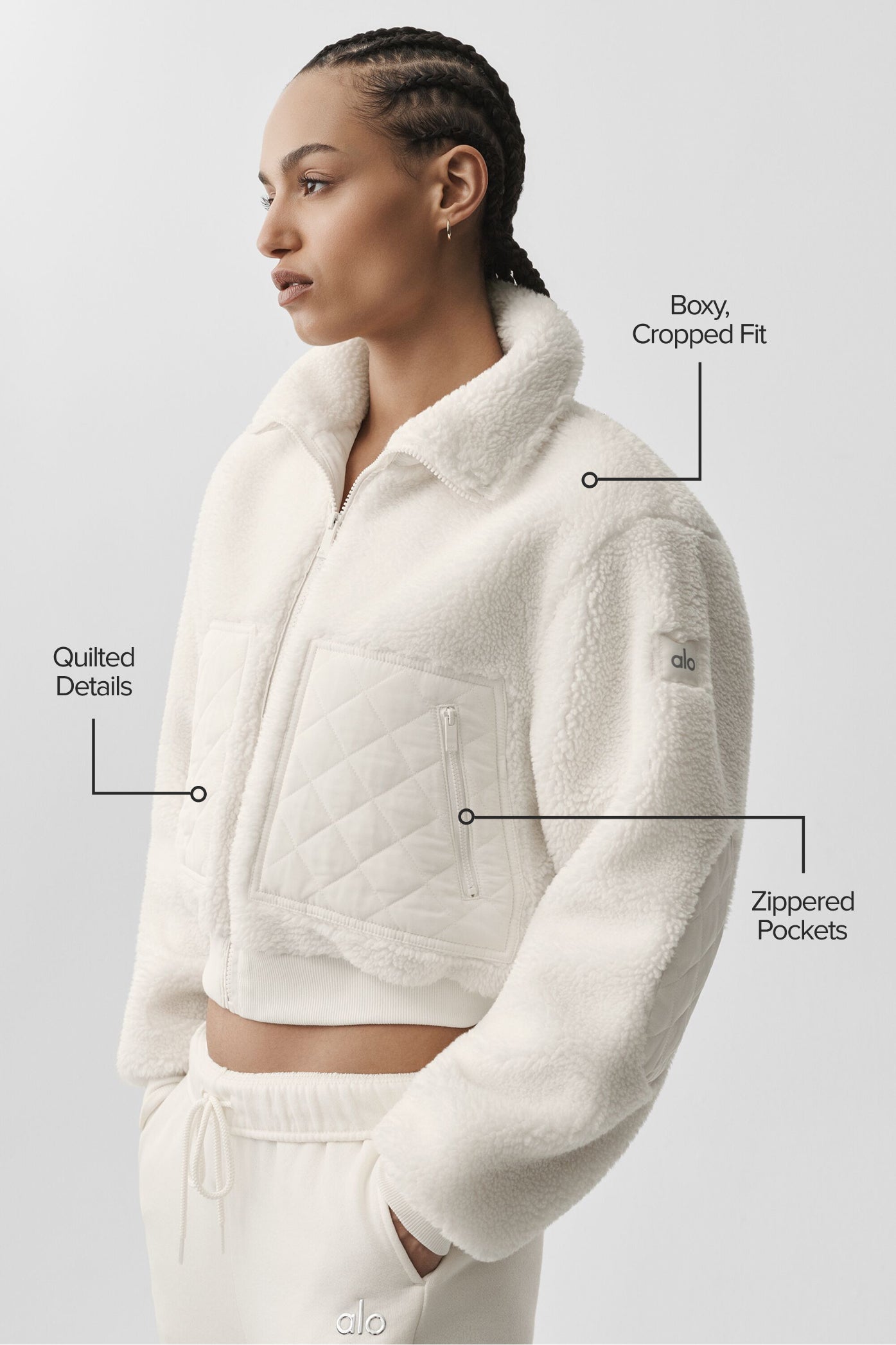 alo Sherpa Edge Bomber - Ivory