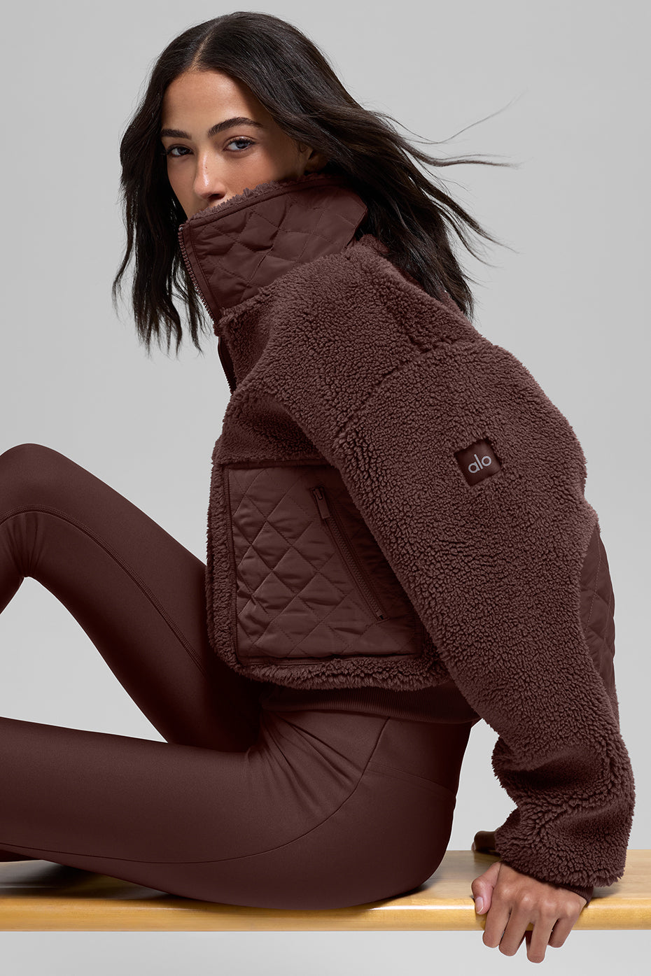 alo Sherpa Edge Bomber - Brownstone