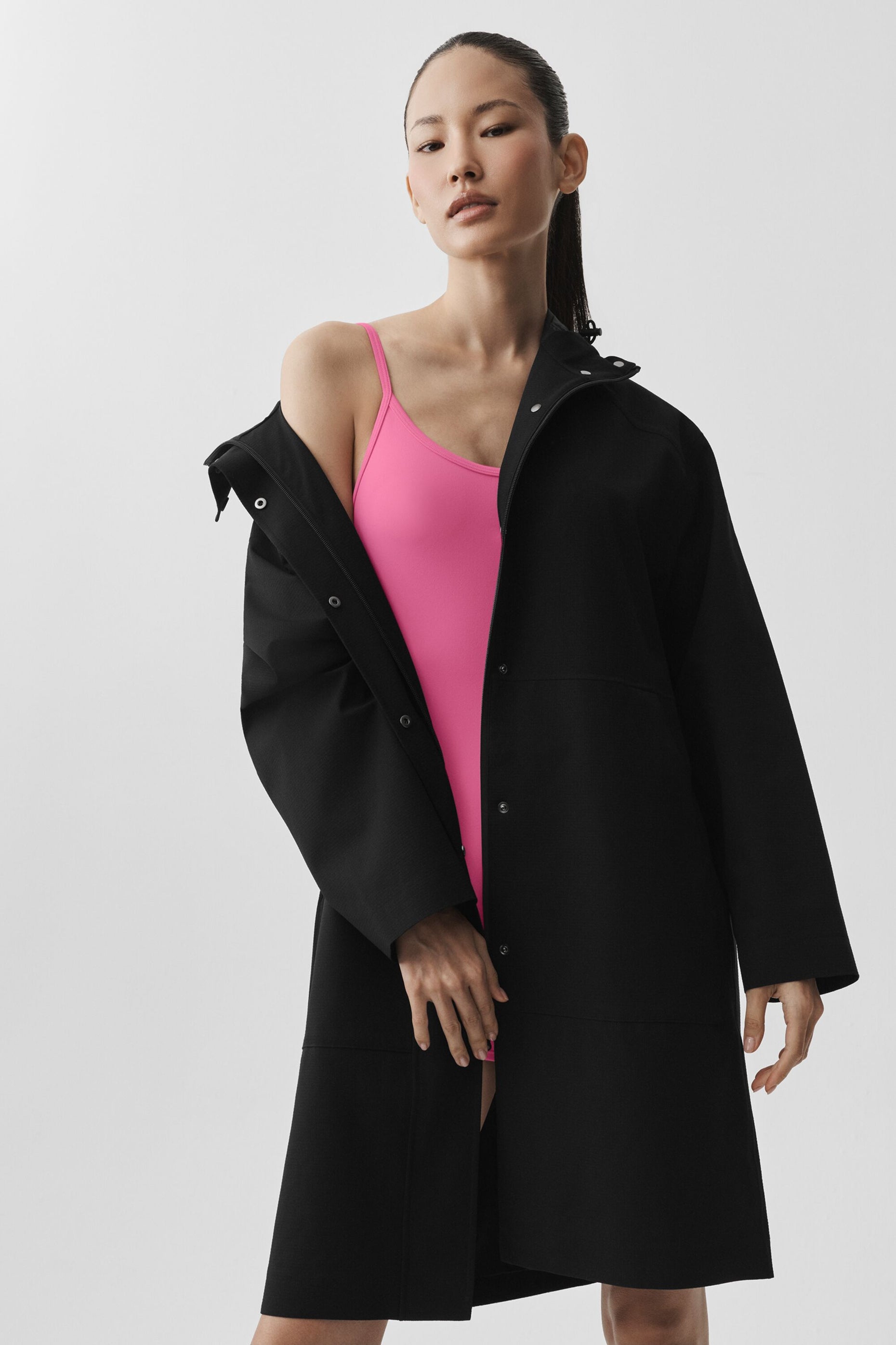 alo Rain Or Shine Long Coat - Black