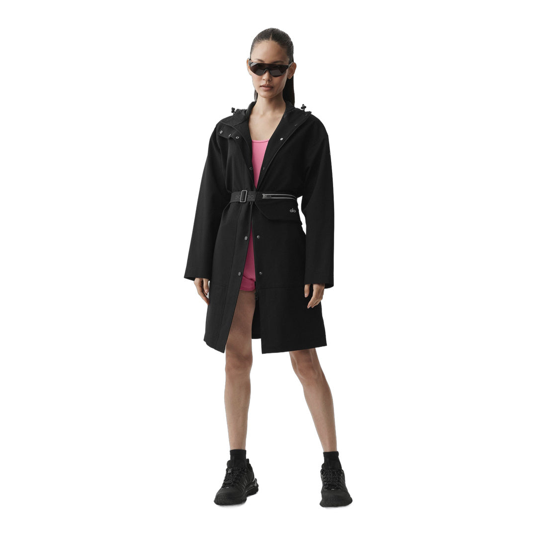 alo Rain Or Shine Long Coat - Black