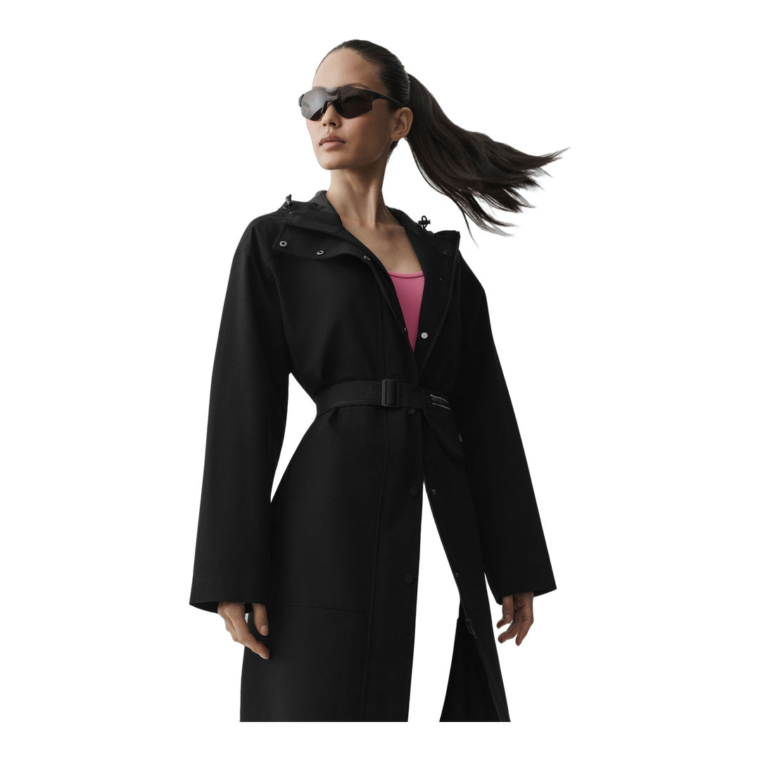 alo Rain Or Shine Long Coat - Black