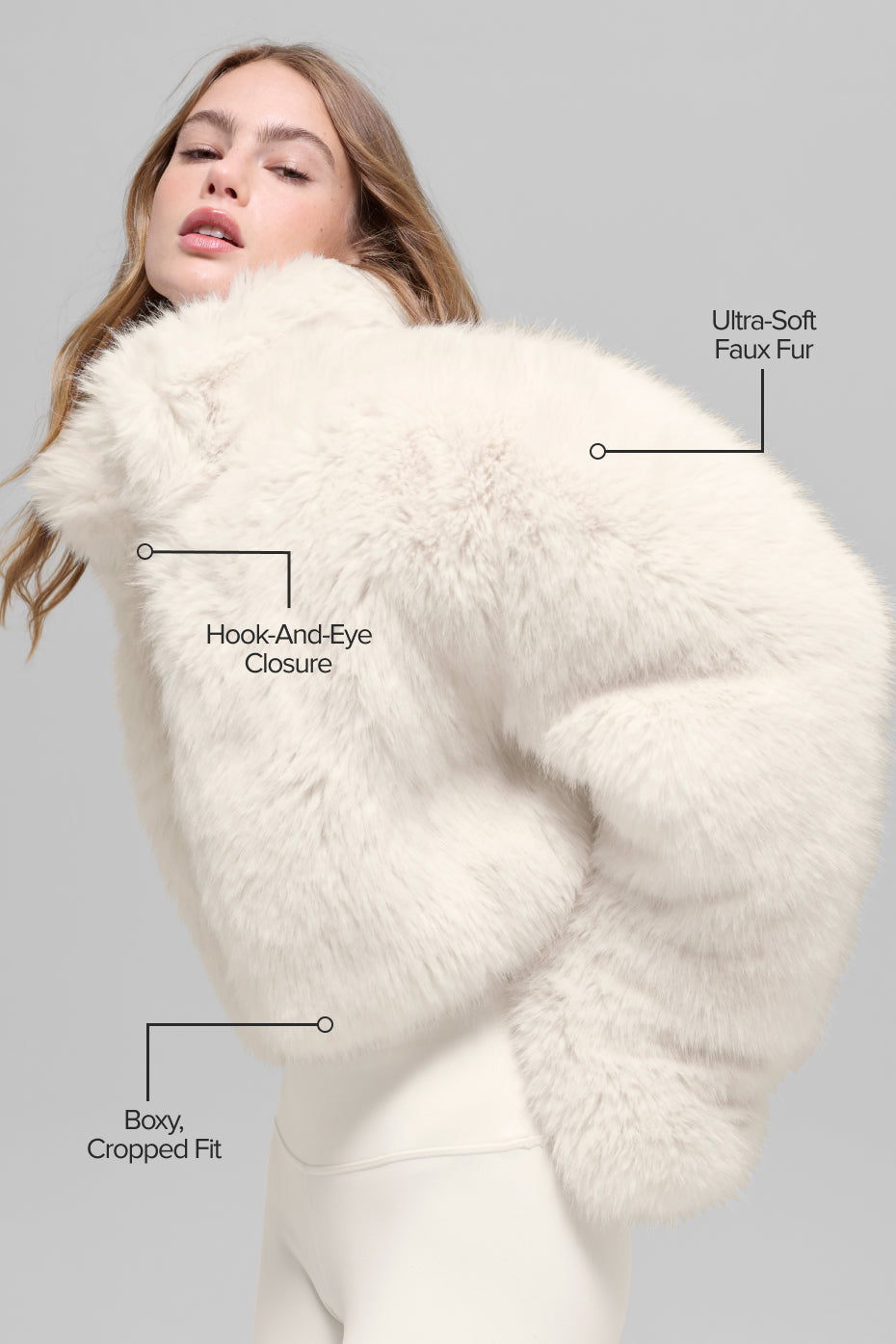 alo Opulent Faux Fur Cropped Jacket - Ivory