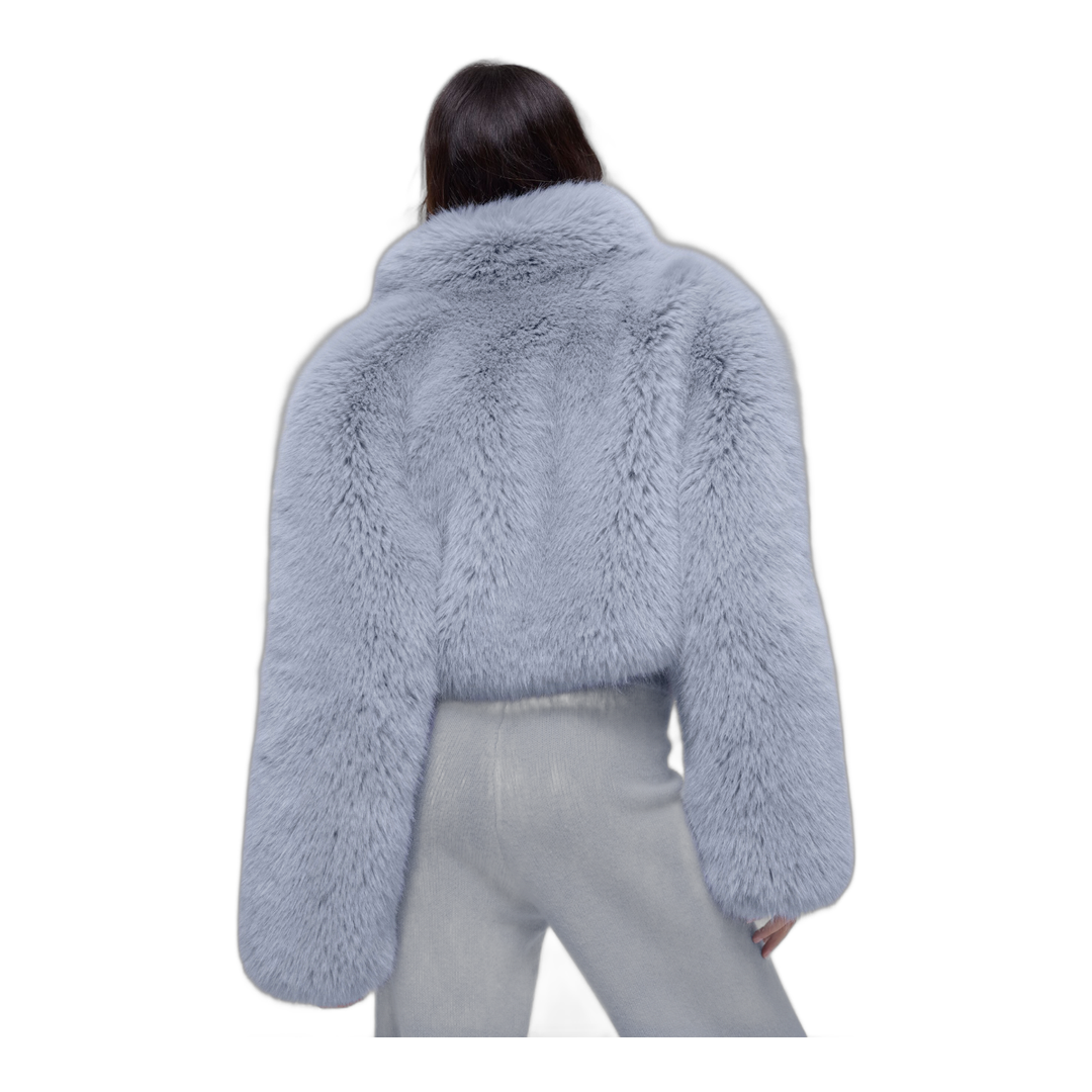 alo Opulent Faux Fur Cropped Jacket - Winter Frost