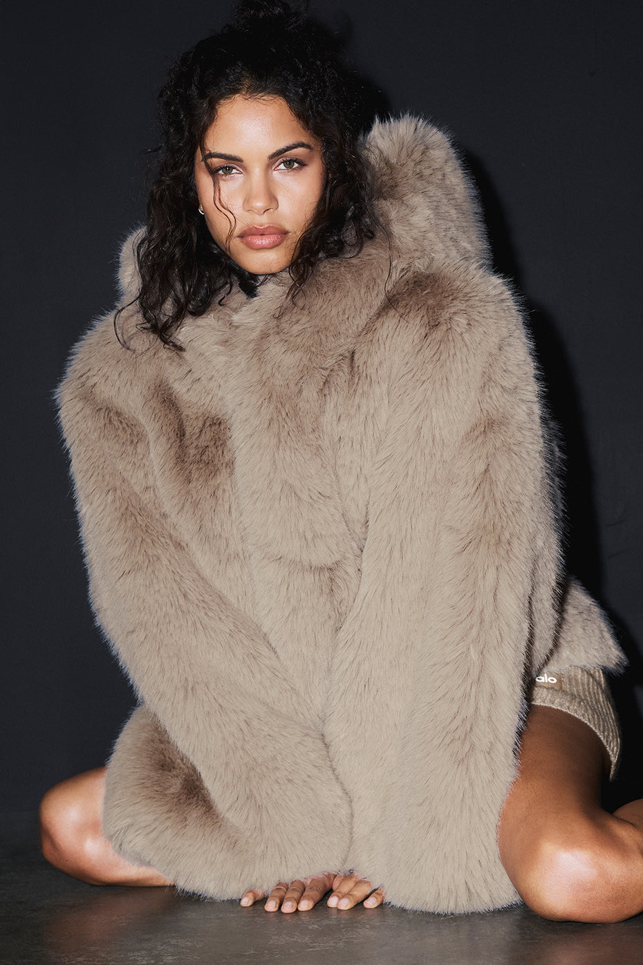 alo Opulent Faux Fur Statement Jacket - Oat