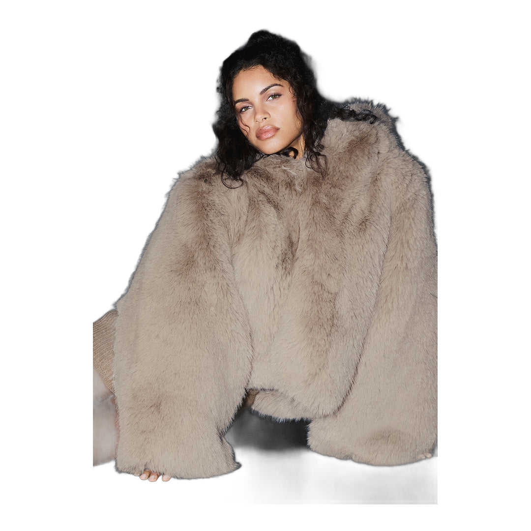 alo Opulent Faux Fur Statement Jacket - Oat