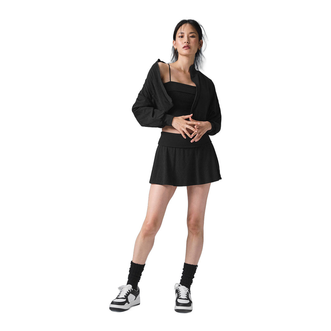 alo Cropped Doubles Only Full Zip Jacket - Black