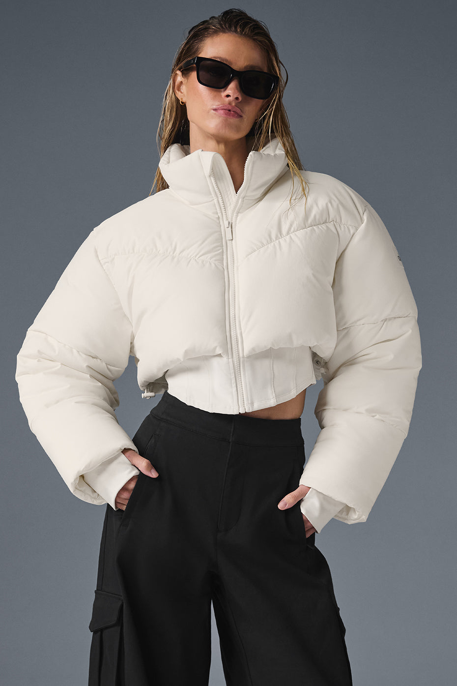 alo Main Act Corset Puffer - Ivory/Ivory