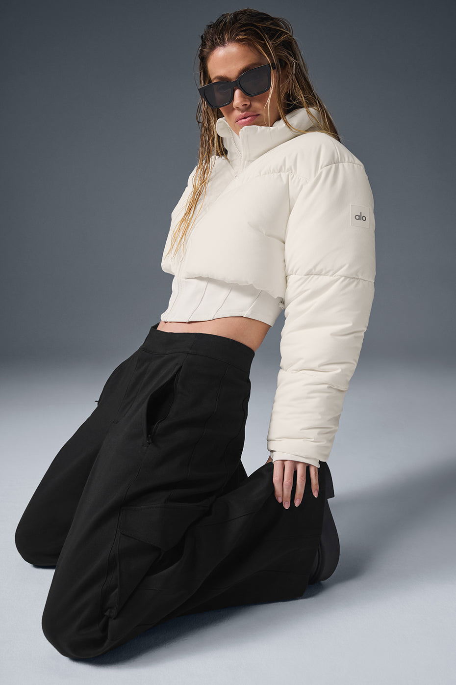 alo Main Act Corset Puffer - Ivory/Ivory