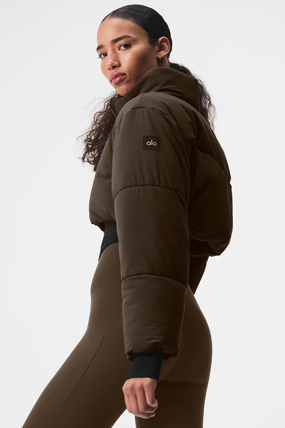 alo Main Act Corset Puffer - Espresso/Black