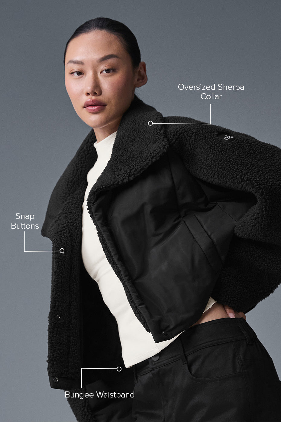 alo Sherpa Cozy Escape Puffer - Black/Black