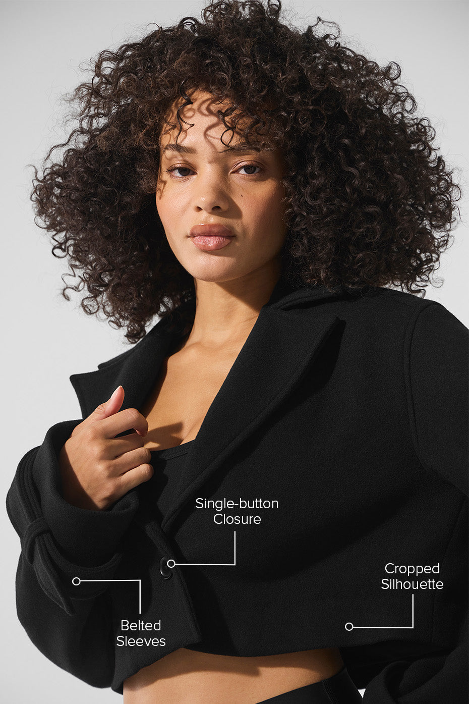 alo Wool Cropped Metro Trench - Black