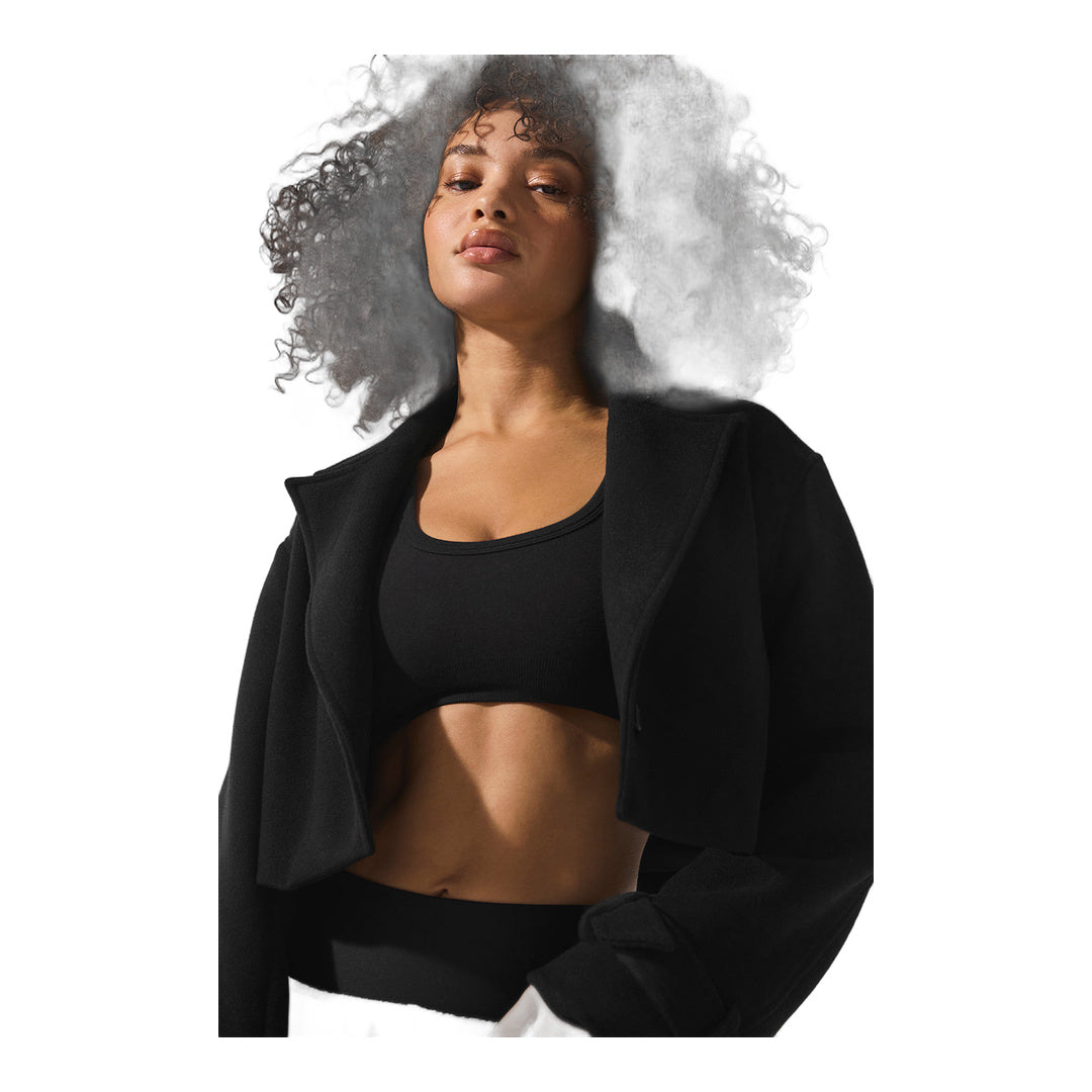 alo Wool Cropped Metro Trench - Black