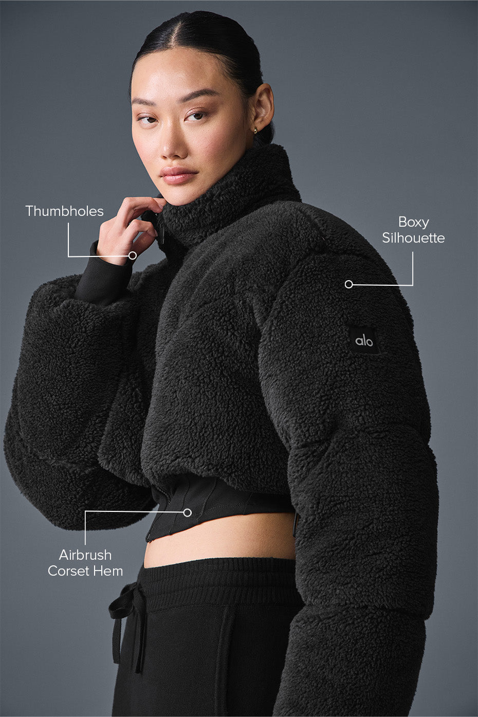 alo Sherpa Main Act Corset Puffer - Black