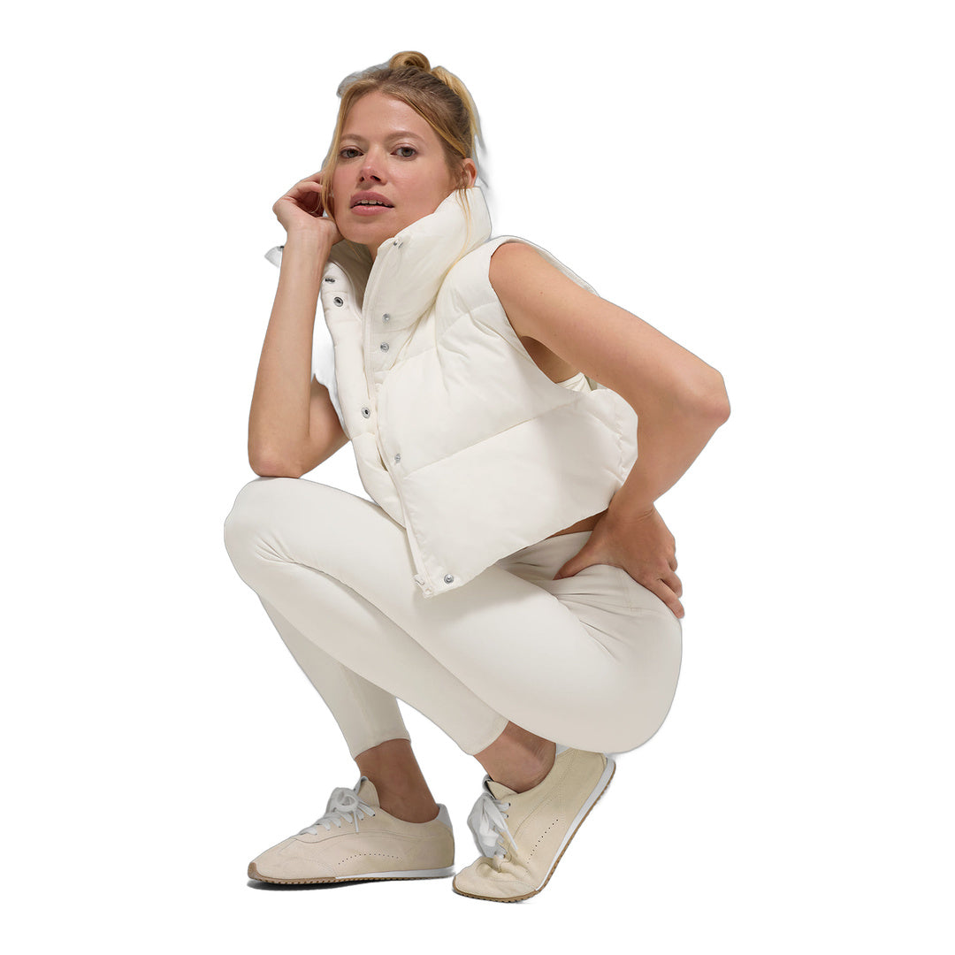 alo Cropped Gold Rush Puffer Vest - Ivory