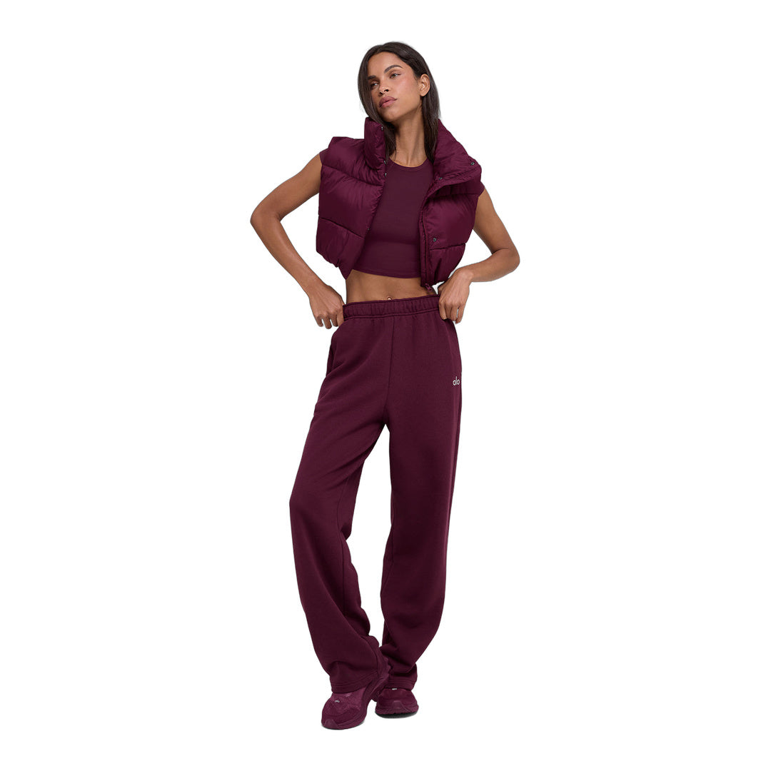 alo Cropped Gold Rush Puffer Vest - Burgundy