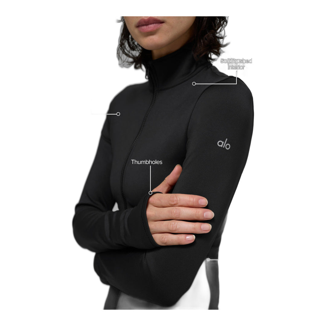 alo Airlift Winter Warm Radiant Full-Zip Jacket - Black