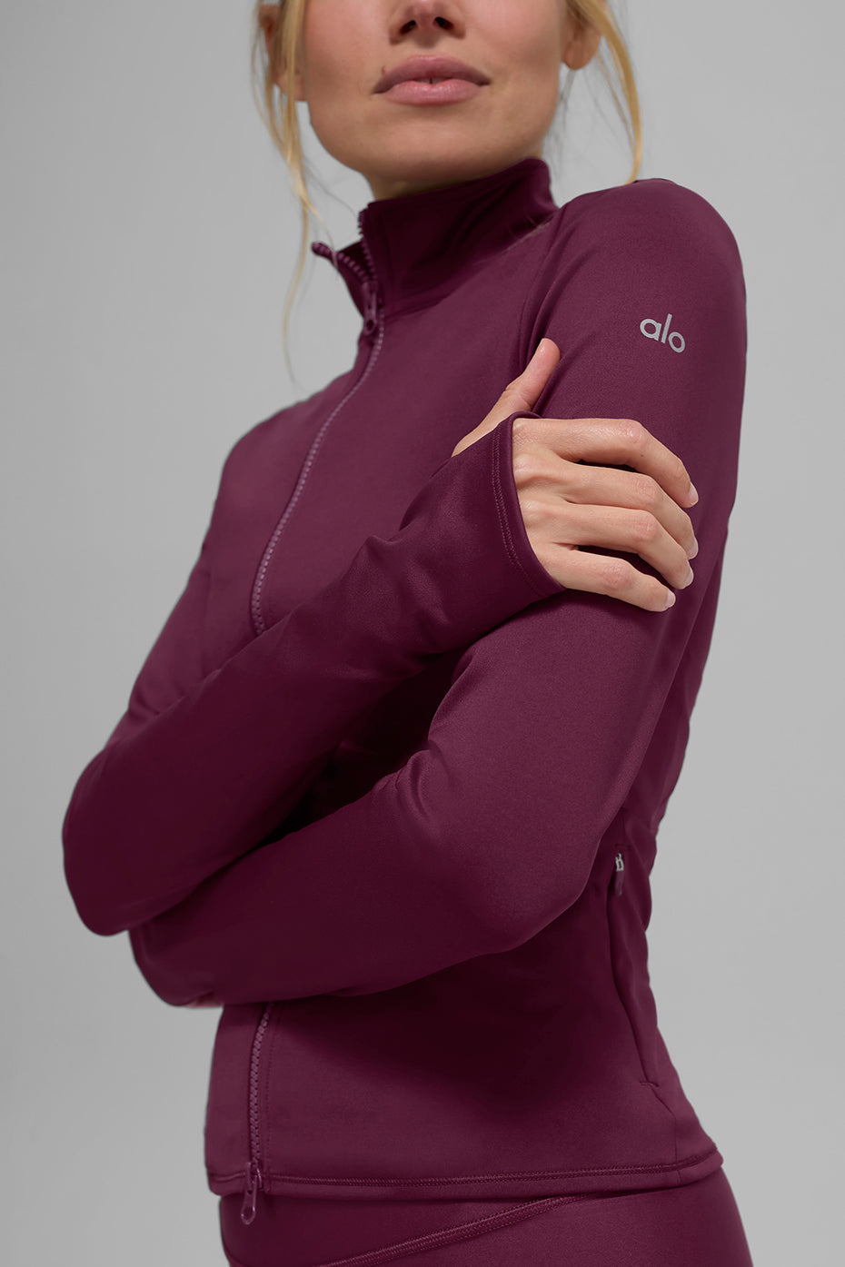 alo Airlift Winter Warm Radiant Full-Zip Jacket - Burgundy